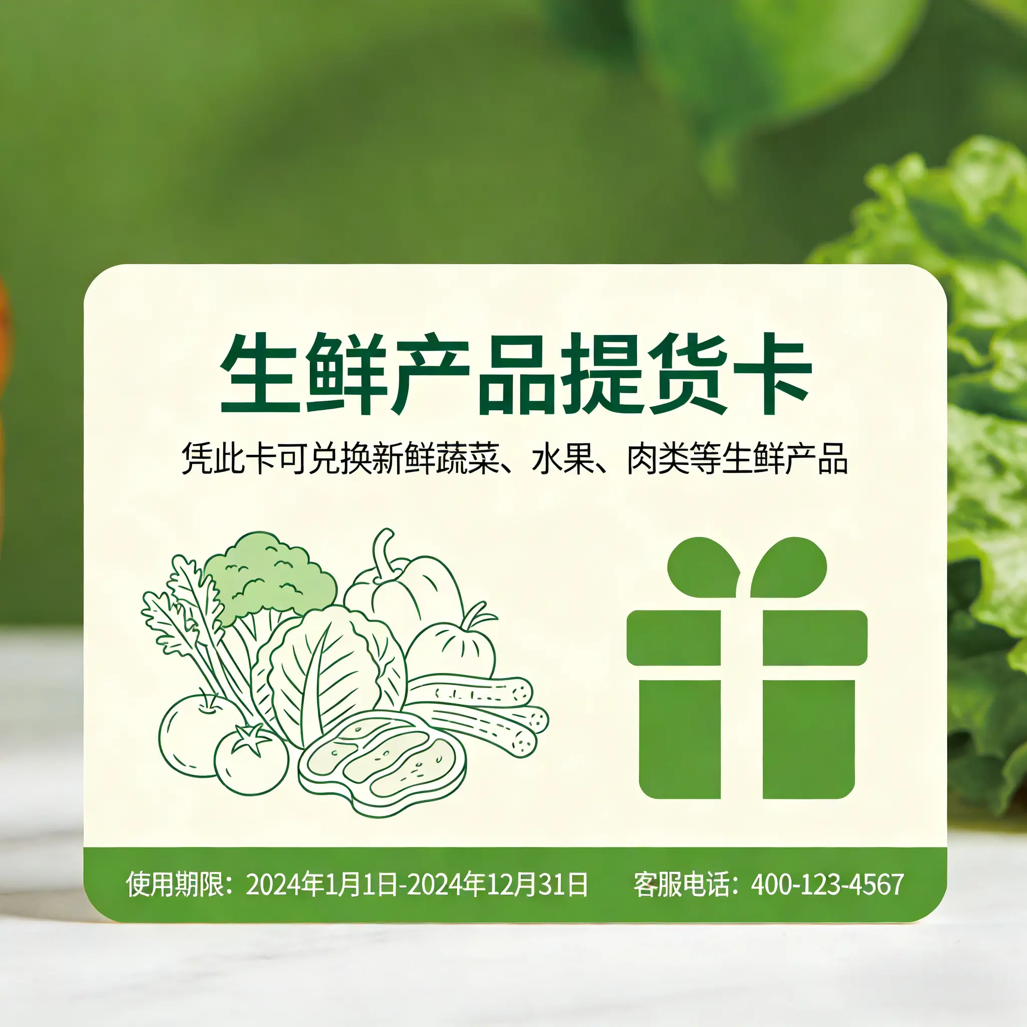 生鲜产品提货卡